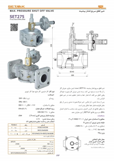 تصویر شیر قطع سریع فشار بیشینه | SET275/DN40-DN50