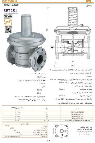 تصویر رگلاتور فشار گاز | SET251